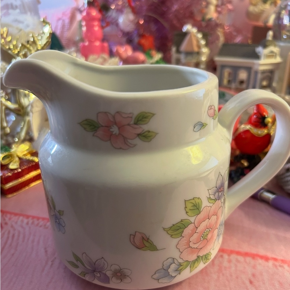 Vintage FTDA 1989 Especially For You Ceramic Rose Pitcher Flower Vase Japan